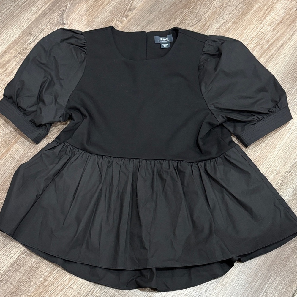 Maeve Black Puff Sleeve Blouse
